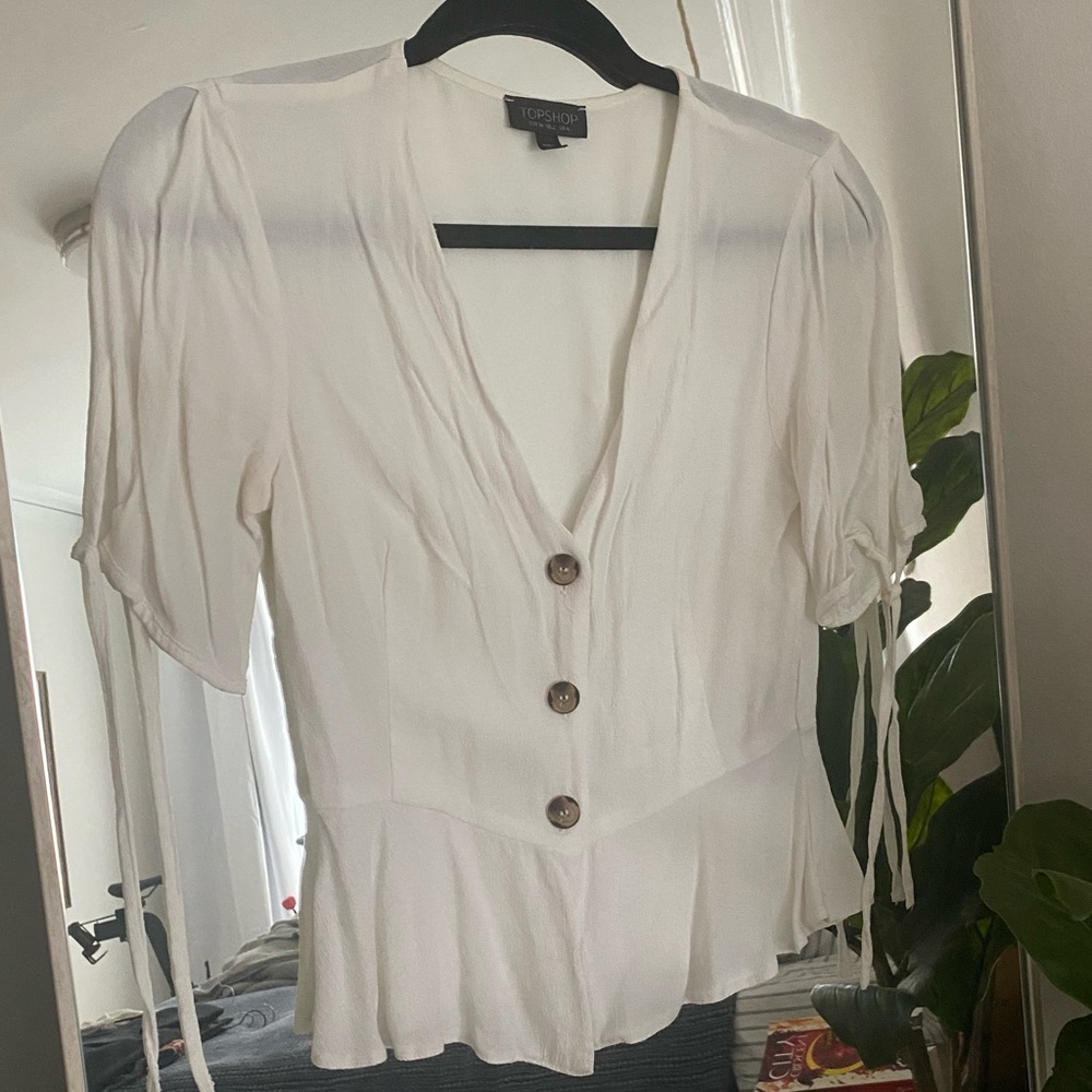 Topshop White Button Down Blouse